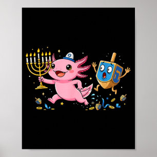 Lustiger Axolotl Dreidel Menorah Chanukka Kinder D Poster
