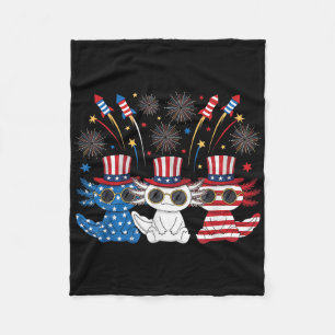 Lustiger Axolotl Feuerwerk Amerikanische Usa-Flagg Fleecedecke