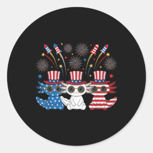 Lustiger Axolotl Feuerwerk Amerikanische Usa-Flagg Runder Aufkleber