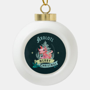 Lustiger Axolotl Frohe Weihnachten Keramik Kugel-Ornament