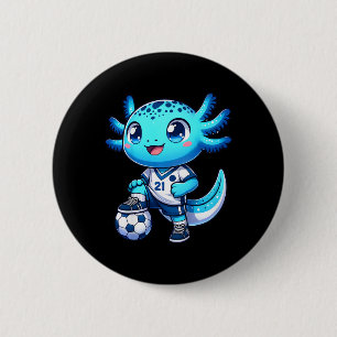 Lustiger Axolotl Fußballspieler Junge Mädchen Button
