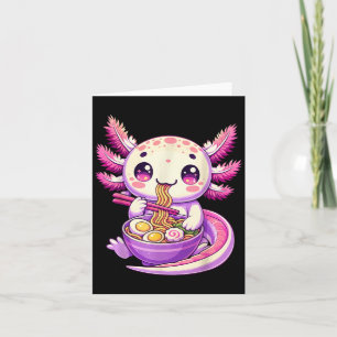 Lustiger Axolotl-Nudel-Anime Kawaii Axolotl isst R Karte
