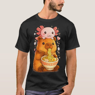 Lustiger Axolotl-Nudel-Anime kawaii und Capybara T-Shirt