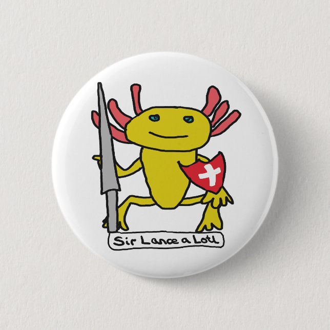 Lustiger Axolotl-Ritter Button (Vorderseite)