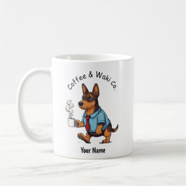 Lustiger Azawakh-Hund im Geschäftsanzug Kaffee Kaffeetasse