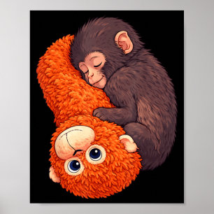 Lustiger Baby-Affe schlägt süßes Tier Männer Fraue Poster