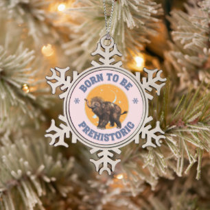 Lustiger Baby-Mammut-Vorzeit-Geburtstag Schneeflocken Zinn-Ornament