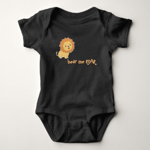 Lustiger Baby-Schwarz-Bodysuit-Löwe hören mich z Baby Strampler