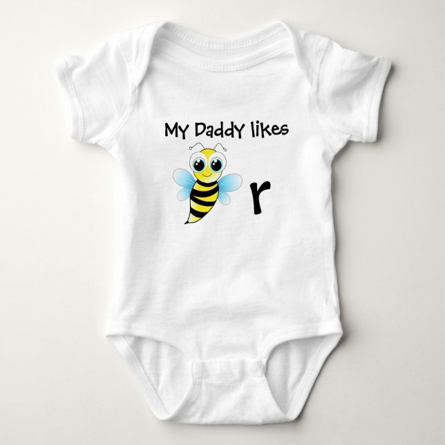 Lustiger Babybienenbodysuit. Mein Vati mag Bier Baby Strampler (Vorderseite)