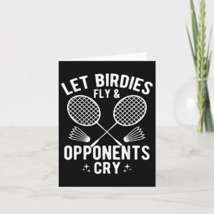 Lustiger Badminton-Spieler lässt Birdies fliegen & Karte