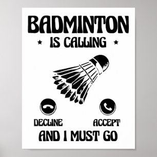 Lustiger Badminton-Spieler Liebt Shuttle-Design 2  Poster