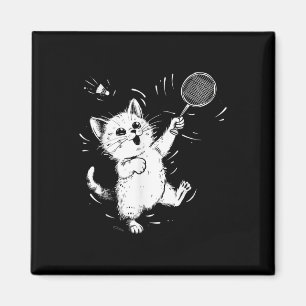 Lustiger Badminton Süße Katze Badminton-Spieler Fe Magnet