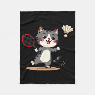 Lustiger Badminton Süße Katze Schläger Federball M Fleecedecke