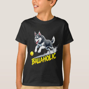 Lustiger Ballaholic Sibirischer Husky Hund jagt Ba T-Shirt