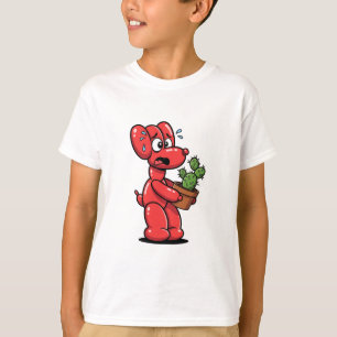 Lustiger Ballonhund hält Kaktus Kinder T-Shirt