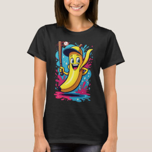 Lustiger Banana Baseball Spieler Cartoon – Frucht  T-Shirt