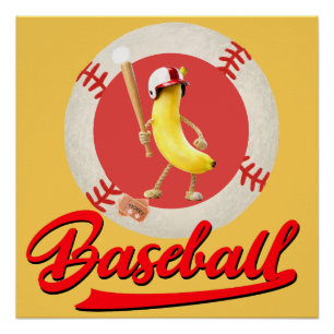 Lustiger Banana Slugger Baseball Custom Grafik Poster