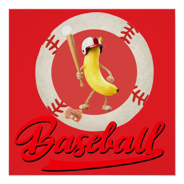 Lustiger Banana Slugger Baseball Custom Grafik  Poster (Vorderseite)