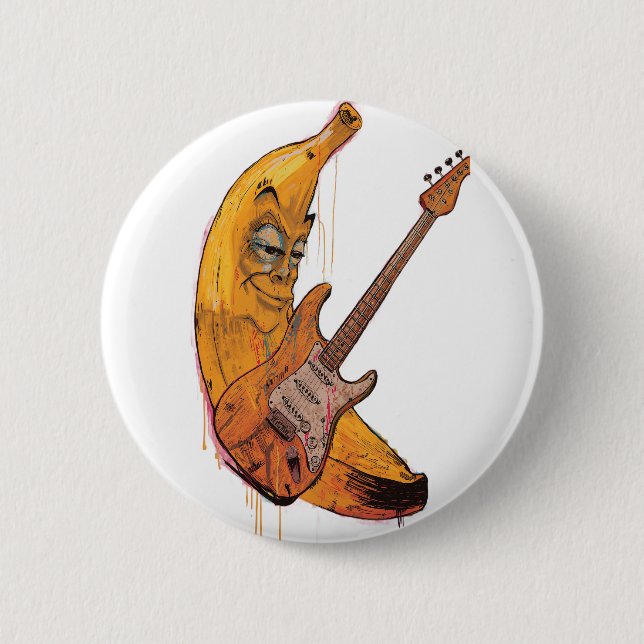 Lustiger Bananen-Gitarren-Anstecker | Cartoon-Musi Button (Vorderseite)