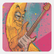 Lustiger Bananen-Gitarren-Sticker | Cartoon-Musik-