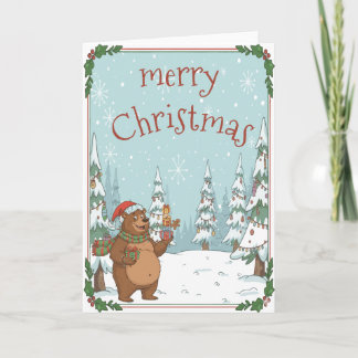 Lustiger Bär gefaltete Weihnachtskarten Karte