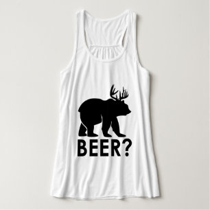 Lustiger Bär-Hirsch "BIER?" Grafik-T-Shirt – Humor Tank Top