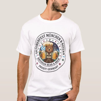 Lustiger Bär in Lederhosen hält Bierkrüge | Oktob T-Shirt