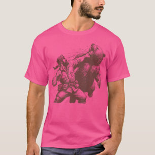 Lustiger Bär Mann schlägt Bär Retro Vintage Jagd T-Shirt