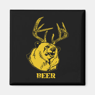 Lustiger Bär plus Hirsch ergibt Bierhirschjagd USA Magnet