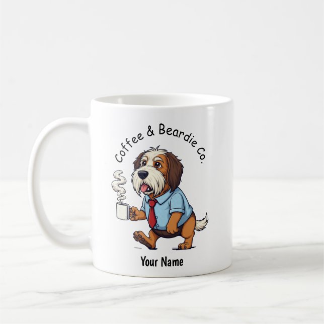 Lustiger Bart Collie Hund Geschäftsanzug Kaffee  Kaffeetasse (Links)