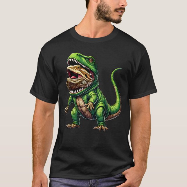Lustiger Bartagame mit Dinosaurier-Kostüm T-Shirt (Vorderseite)