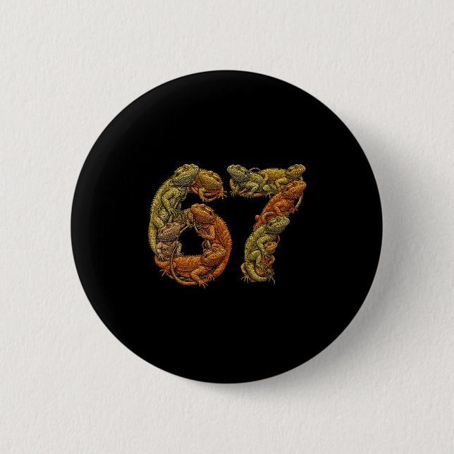 Lustiger Bartdrache 6 7 Meme Six Seven Beardzilla Button (Vorderseite)