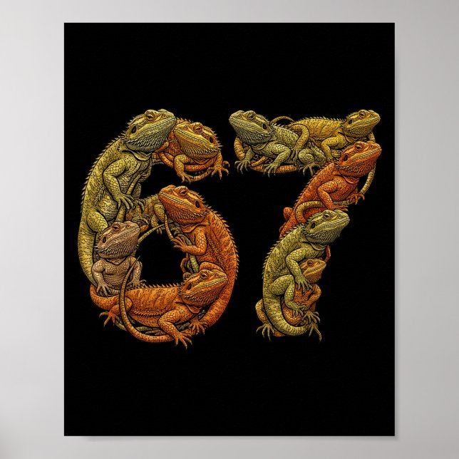 Lustiger Bartdrache 6 7 Meme Six Seven Beardzilla Poster (Vorne)