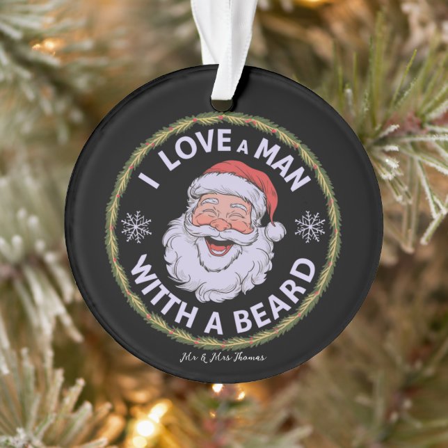 Lustiger bärtiger Weihnachtsmann "Ich liebe einen  Ornament (Baum)