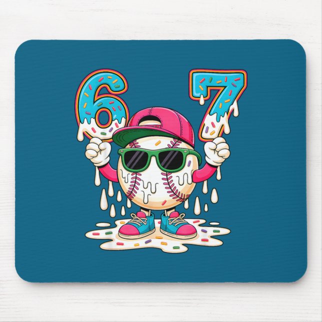 Lustiger Basketball 6 67 Sechs 7 Eiscreme Sieben D Mousepad (Vorne)