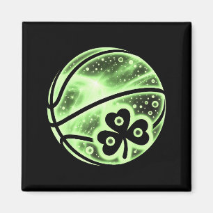 Lustiger Basketball Irischer Shamrock Glücksklee Magnet