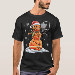 Lustiger Basketball Schneemann Spieler Weihnachtsm T-Shirt