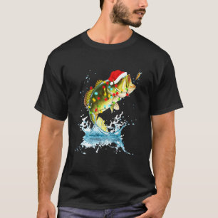 Lustiger Bass-Angler-Weihnachtsmannhut Weihnachts- T-Shirt
