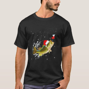 Lustiger Bass-Angler-Weihnachtsmannhut Weihnachts- T-Shirt