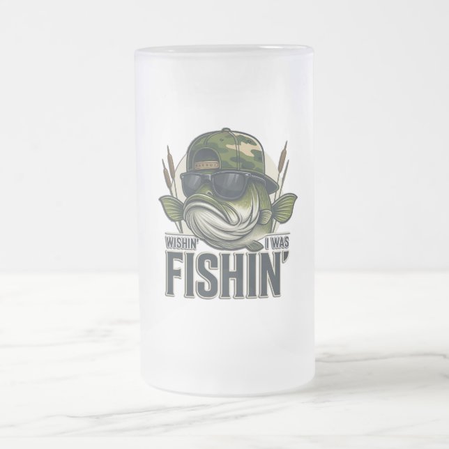 Lustiger Bassangeln  Mattglas Bierglas (Mittel)