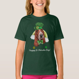 Lustiger Basset Hound Gold St. Patricks Tag T-Shirt