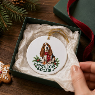 Lustiger Basset Hound Santa, ich kann Weihnachten  Keramik Ornament