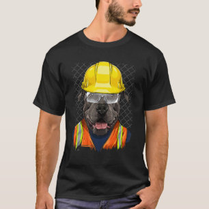 Lustiger Bauarbeiter American Pit Bull Terrier T-Shirt