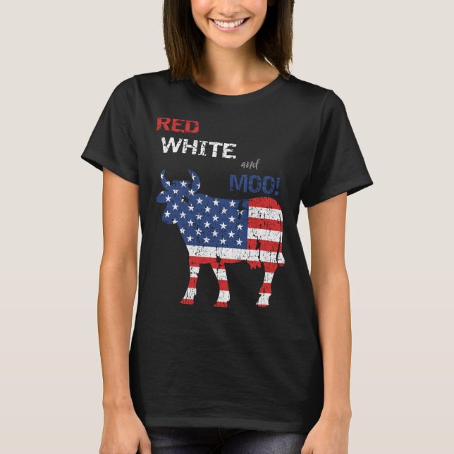 Lustiger Bauer 4. Juli Kuh T-Shirt (Vorderseite)