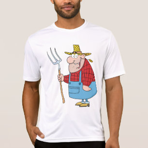 Lustiger Bauern-Heugabel-Overall und Strohhut T-Shirt