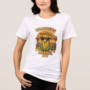 Lustiger Bauernmarkt-Mais-Charakter-Sonnenbrille Tri-Blend Shirt