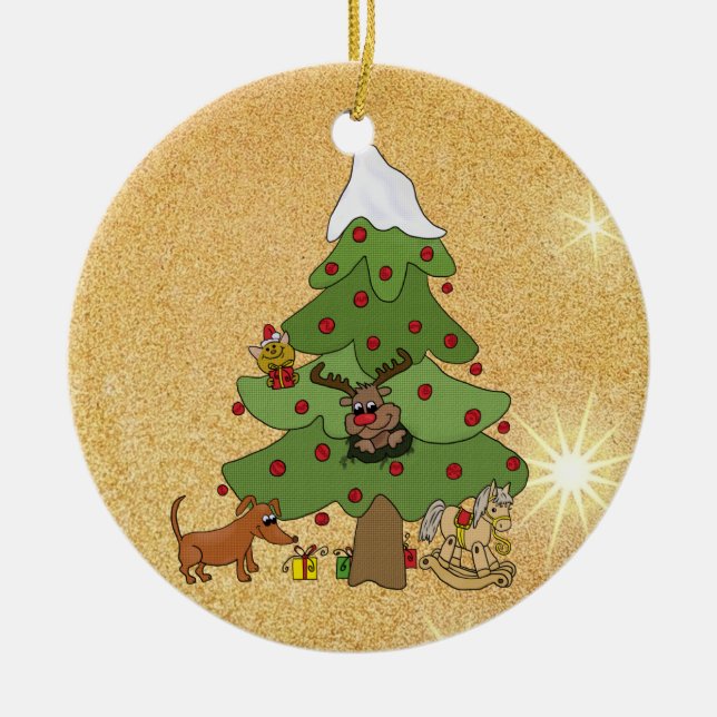 Lustiger Baum Keramik Ornament (Vorne)