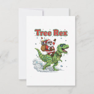 Lustiger Baum Rex Santa Reitet T-Rex Dinosaurier W Dankeskarte
