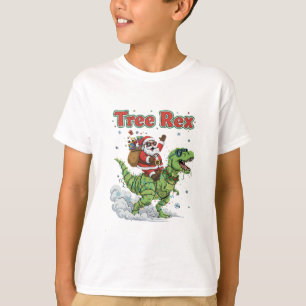 Lustiger Baum Rex Santa Reitet T-Rex Dinosaurier W T-Shirt