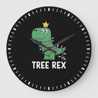 Lustiger Baum Rex Weihnachten Dinosaurier Feiertag Große Wanduhr
